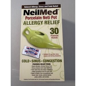 NeilMed Porcelain Green Netti Pot Allergy Relief 30 Premixed Packets Homeopath